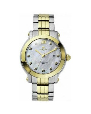 Vogue Stainless Steel Two Tone Mother Pearl Dial With Swarovski Stones