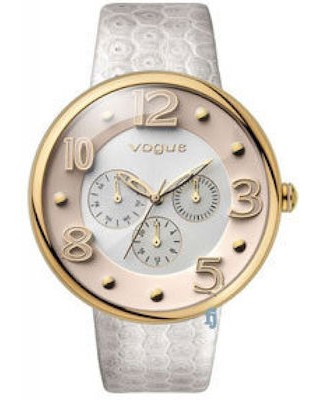 Vogue Dome White Leather Strap