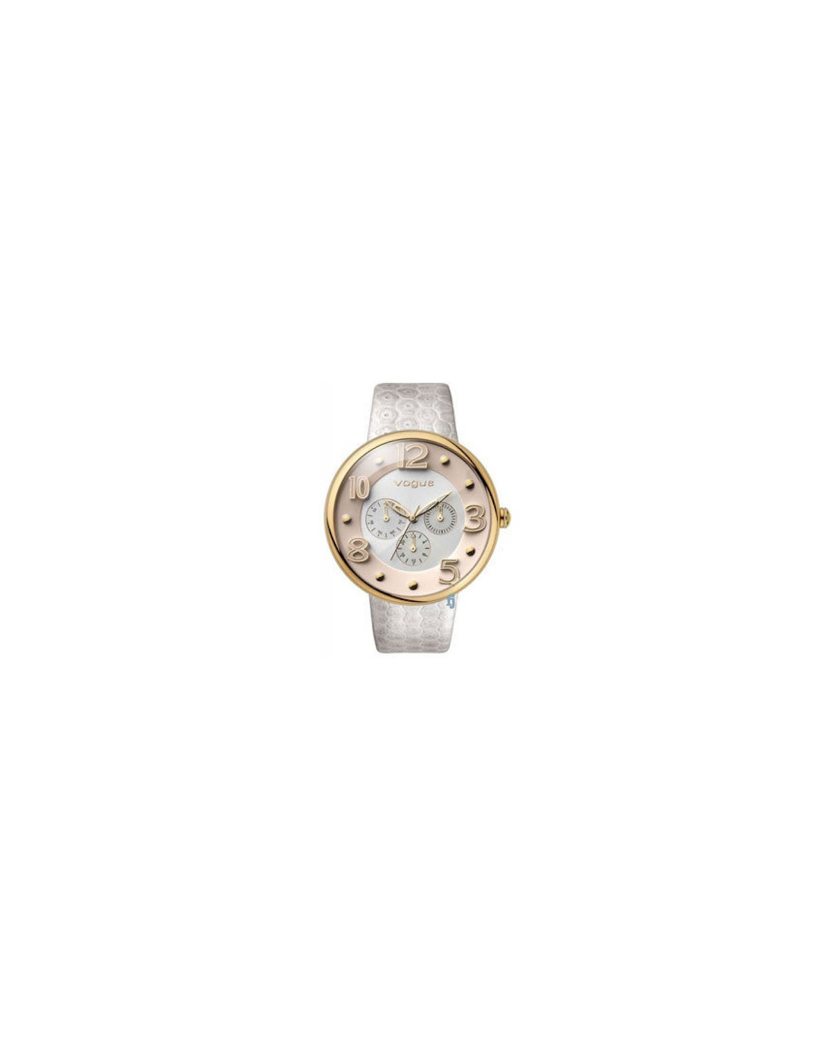 Vogue Dome White Leather Strap